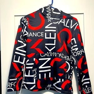 Vibrant Calvin Klein pullover hooded sweatshirt with from pocket.